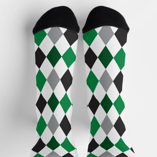 Eagle Green and Black Argyle Pattern Socks Sokken (Top)