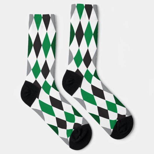 Eagle Green and Black Argyle Pattern Socks Sokken (Rechts)