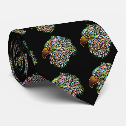 Eagle Hawk Cravate de conception psychédélique (Roulé)