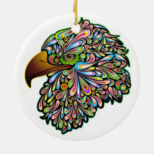 Eagle Hawk Psychedelic Design Ornament (Achterkant)