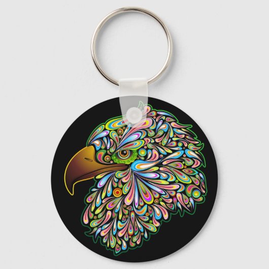 Eagle Hawk Psychedelic Design Sleutelhanger (Voorkant)