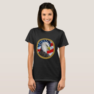 Eagle head and a American flag gold foil design T-shirt