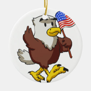 Eagle holding flag at 4 juli   Achterkleur kiezen Keramisch Ornament