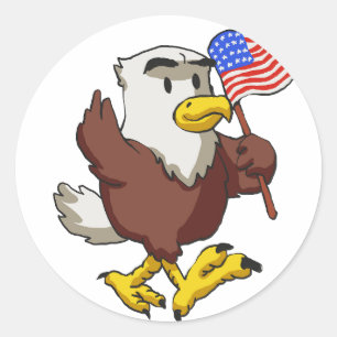 Eagle holding flag at 4 juli Achterkleur kiezen Ronde Sticker