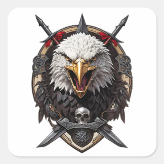Eagle hoofd banner logo vierkante sticker