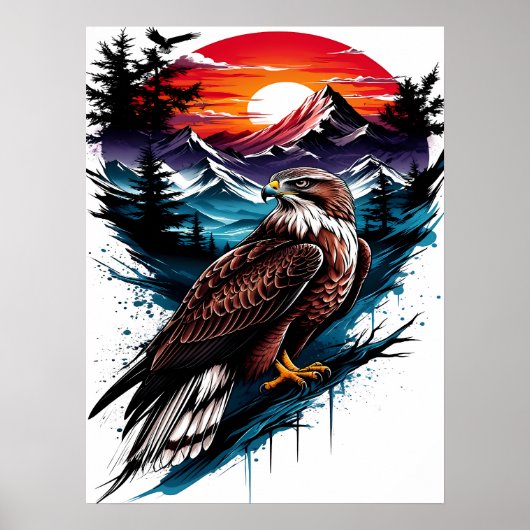 Eagle in the mountain poster (Voorkant)