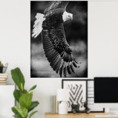 Eagle in vlucht zwart-wit poster (Thuiskantoor)