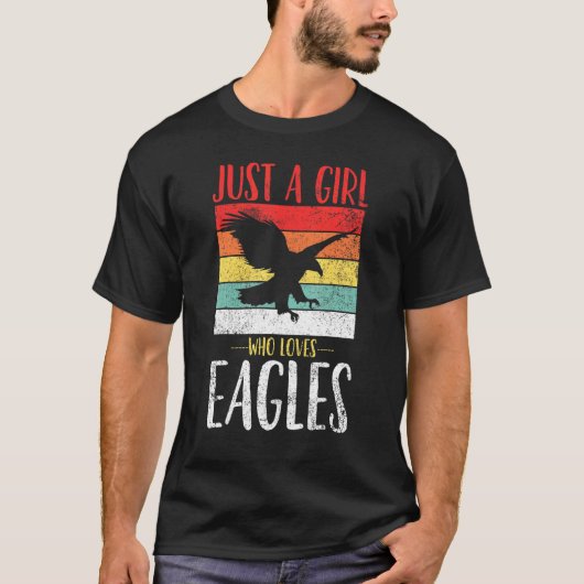 Eagle is gewoon een meisje dat van Eagles Retro h T-shirt (Voorkant)