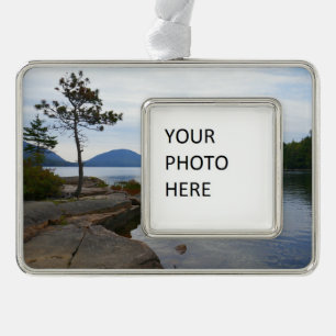 Eagle Lake in Acadia National Park Verzilverd Kader Ornament