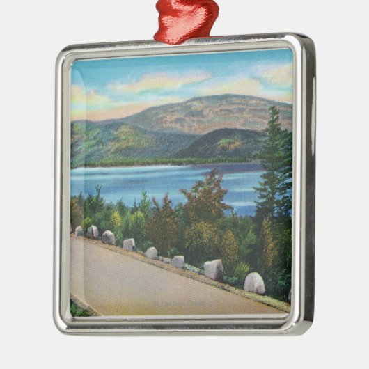 Eagle Lake Uitzicht van Cadillac Mt Road Metalen Ornament (Links)