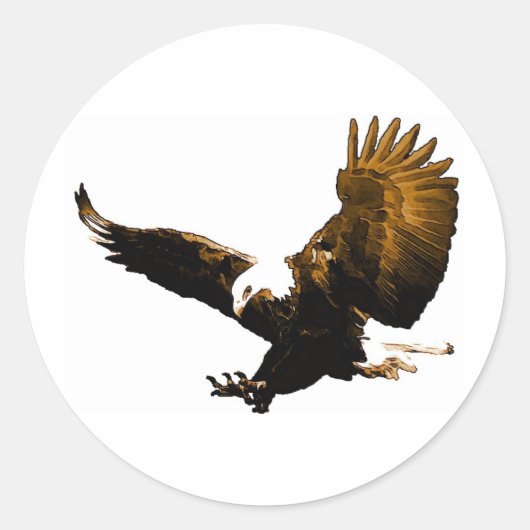 Eagle Landing Ronde Sticker (Voorkant)