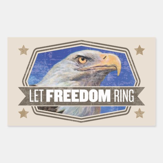 Eagle-Let Freedom Ring Rechthoekige Sticker (Voorkant)