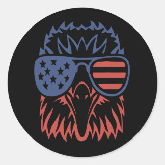 Eagle Lover Gift | Eagle American Flag Independenc Ronde Sticker