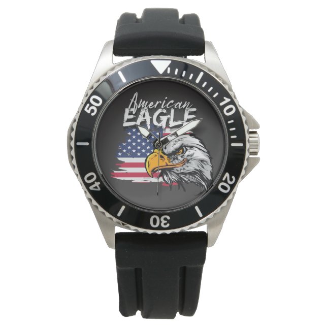 Eagle met Amerikaanse vlag Horloge (Voorkant)