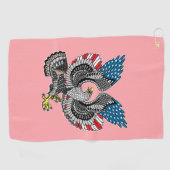Eagle met Amerikaanse vlagkleur Golf Towel Golfhanddoek (Horizontaal)