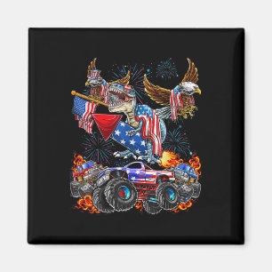 Eagle Monster Truck Dinosaur 4 juli Amerika Patrio Magneet