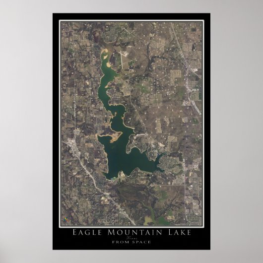 Eagle Mountain Lake Texas Satellite Poster Map (Devant)