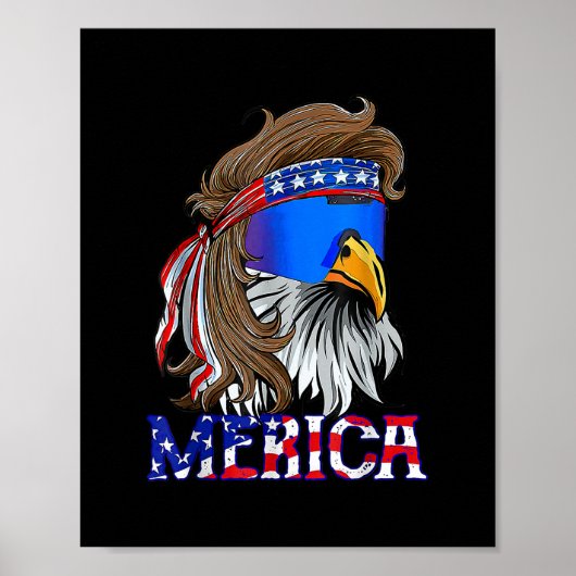 Eagle Mullet 4 juli Amerikaanse vlag Merica Poster (Voorkant)