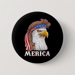 Eagle Mullet 4 juli Amerikaanse Vlag Merica Ronde Button 5,7 Cm