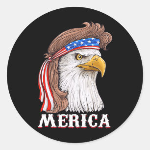 Eagle Mullet 4 juli Amerikaanse vlag Merica Ronde Sticker