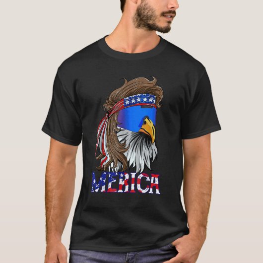 Eagle Mullet 4 juli Amerikaanse vlag Merica T-shirt (Voorkant)