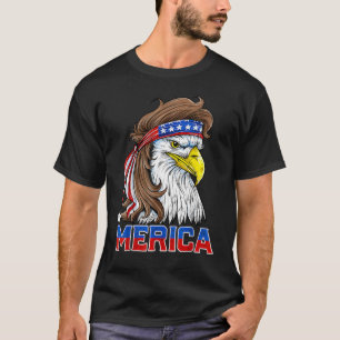 Eagle Mullet Merica Mannen 4 juli Amerikaanse vlag T-shirt