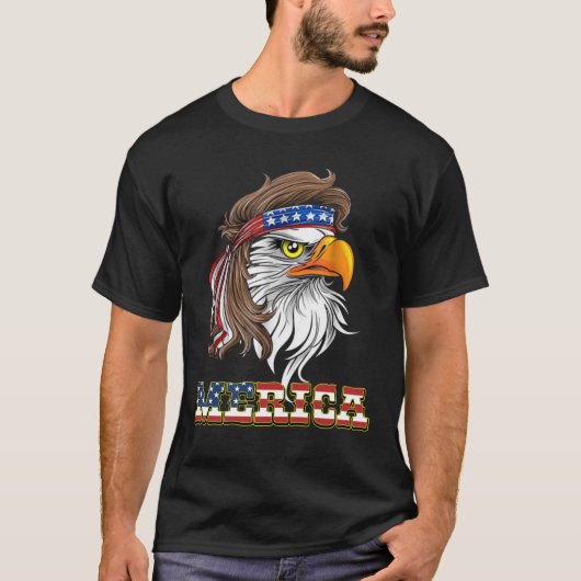 Eagle Mullet T Shirt 4 juli Amerikaanse vlag (Voorkant)