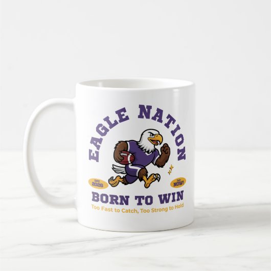 Eagle Nation Voetbal Mascotte Ontwerp Koffiemok (Links)