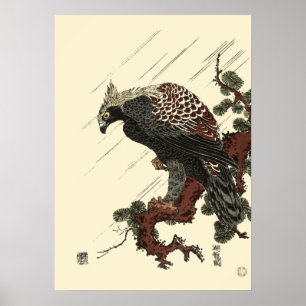 Eagle on Pine Antiek Japans Druk Poster