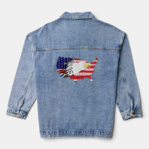Eagle Over America Painted Flag Denim Jacket