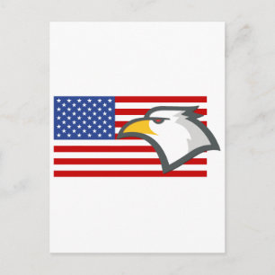 Eagle over Amerikaanse vlag Briefkaart