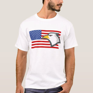 Eagle over Amerikaanse vlag T-shirt