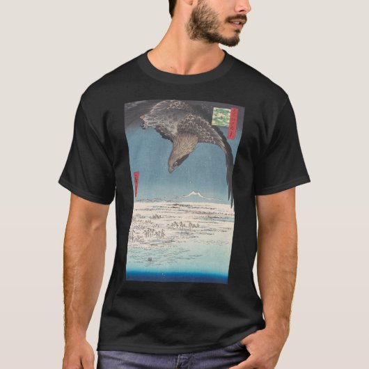 Eagle over de  kunst van Edo Bay Ukiyo-e Japans T-shirt (Voorkant)