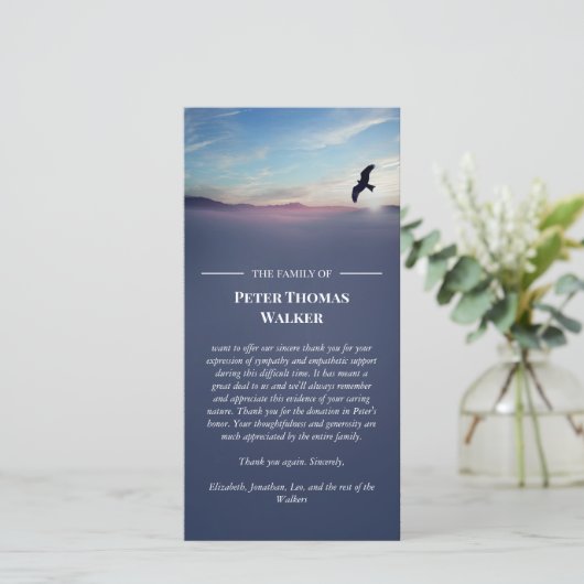 Eagle Over Mountains Blauwe Sympathie Dank u Bedankkaart (Staand voorkant)