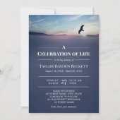 Eagle Over Mountains Blue Celebration of Life Kaart (Voorkant)
