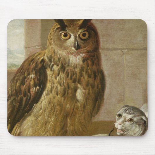 Eagle Owl and Cat with Dead Rats Muismat (Voorkant)