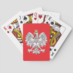 Eagle polonais avec des cartes de jeu de couronne