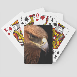 Eagle portret geïsoleerd op zwart pokerkaarten