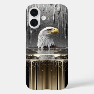 🦅Eagle Power Flow Druppelende Metal Luxe Embleem iPhone 16 Hoesje
