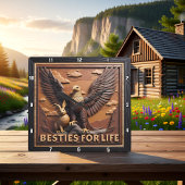 Eagle Rabbit Textured Besties Vierkante Klok