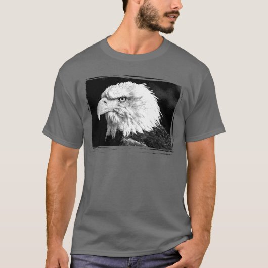 Eagle Sjabloon Elegant Donkergrijs Afbeelding toev T-shirt (Voorkant)