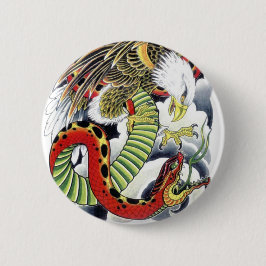 Eagle & Snake Japans Tattoo Design Ronde Button 5,7 Cm