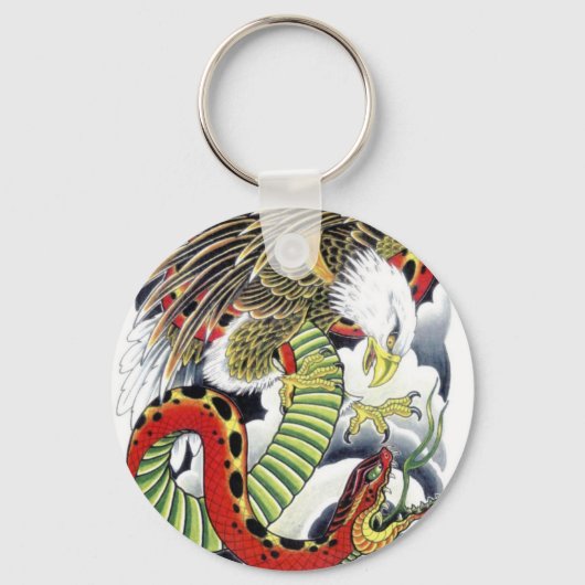 Eagle & Snake Japans Tattoo Design Sleutelhanger (Voorkant)