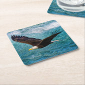 Eagle Soaring boven het Storm Vierkante Kartonnen Onderzetter (Schuin)