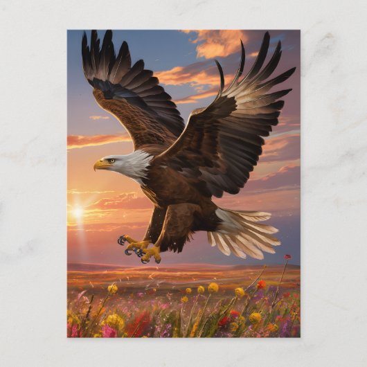 Eagle Soaring Sunset Briefkaart (Voorkant)