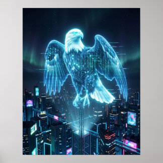 Eagle Spire Horizon Hologram Canvas Kunstprint Poster