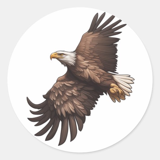 Eagle tijdens de vlucht ronde sticker (Voorkant)