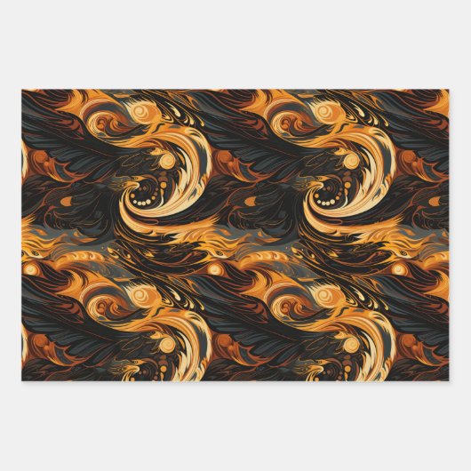 Eagle Totem & Feather Swirls Majestic Design Inpakpapier Vel (Voorkant 2)