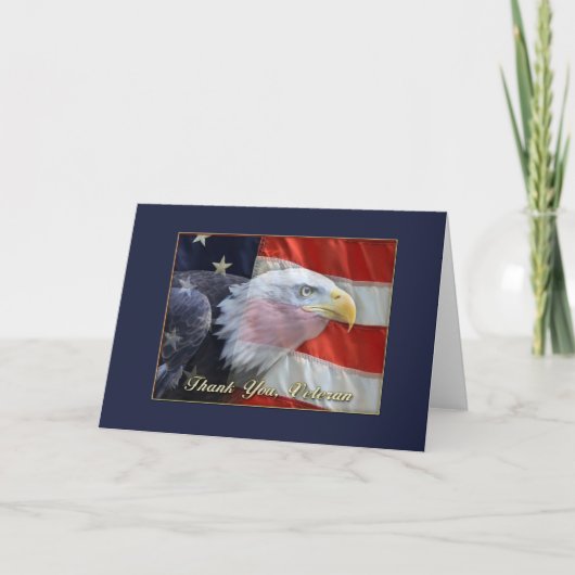 Eagle US Flag, Merci Vétérinaire Carte de voeux (Devant)