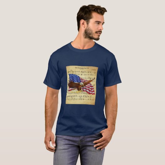 Eagle ~ US Flag ~ Star Spangled Banner — Muziek T-shirt (Voorkant volledig)